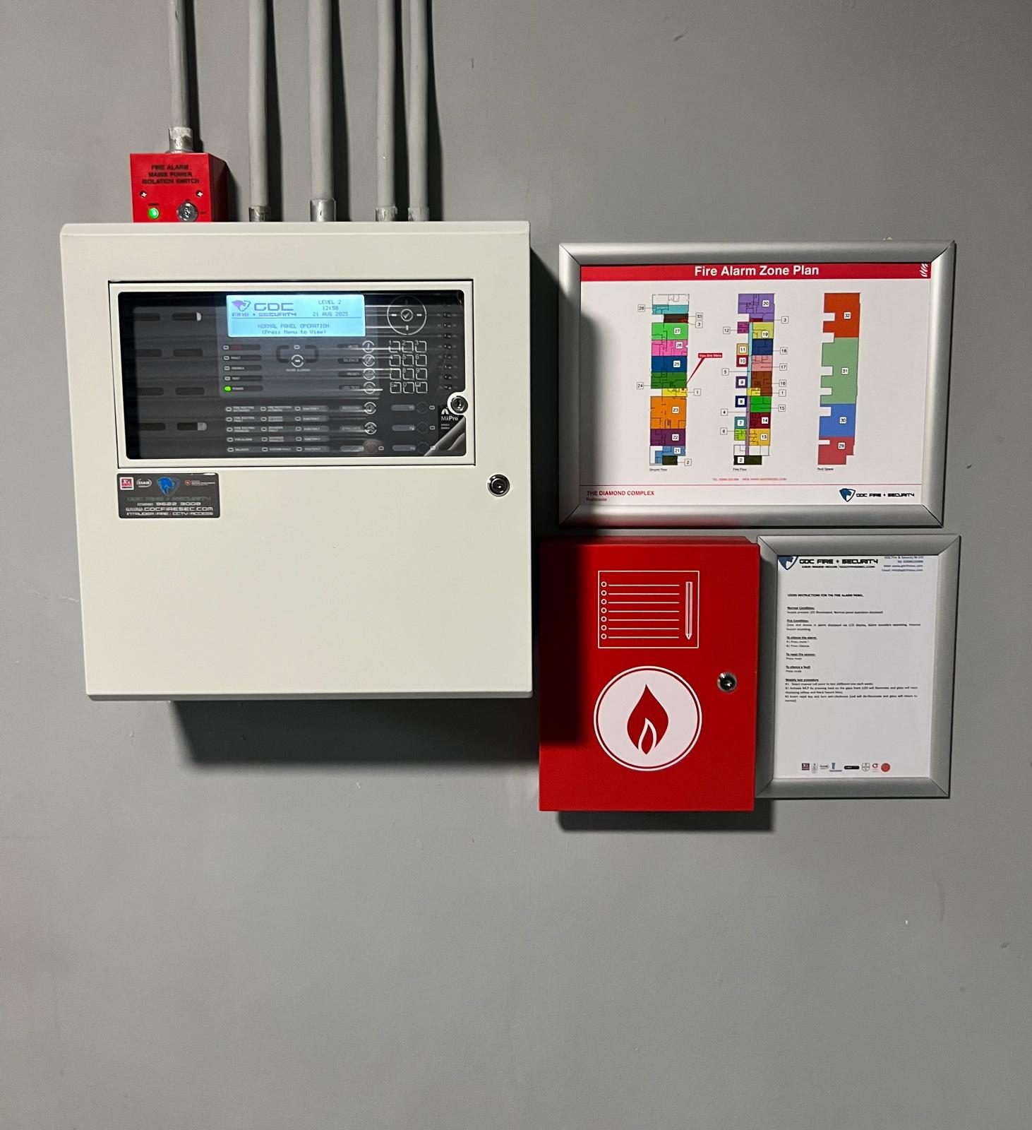 Fire alarm control panel installed by GDC Fire & Security